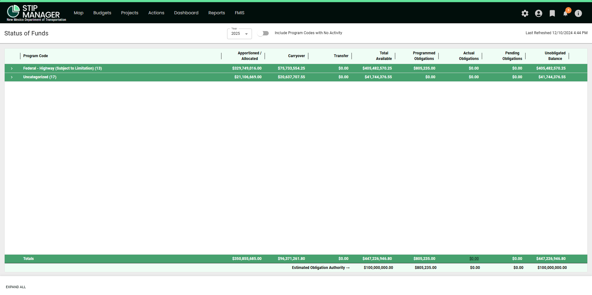 NM STIP Manager FMIS Status of Funds (Collapsed).png
