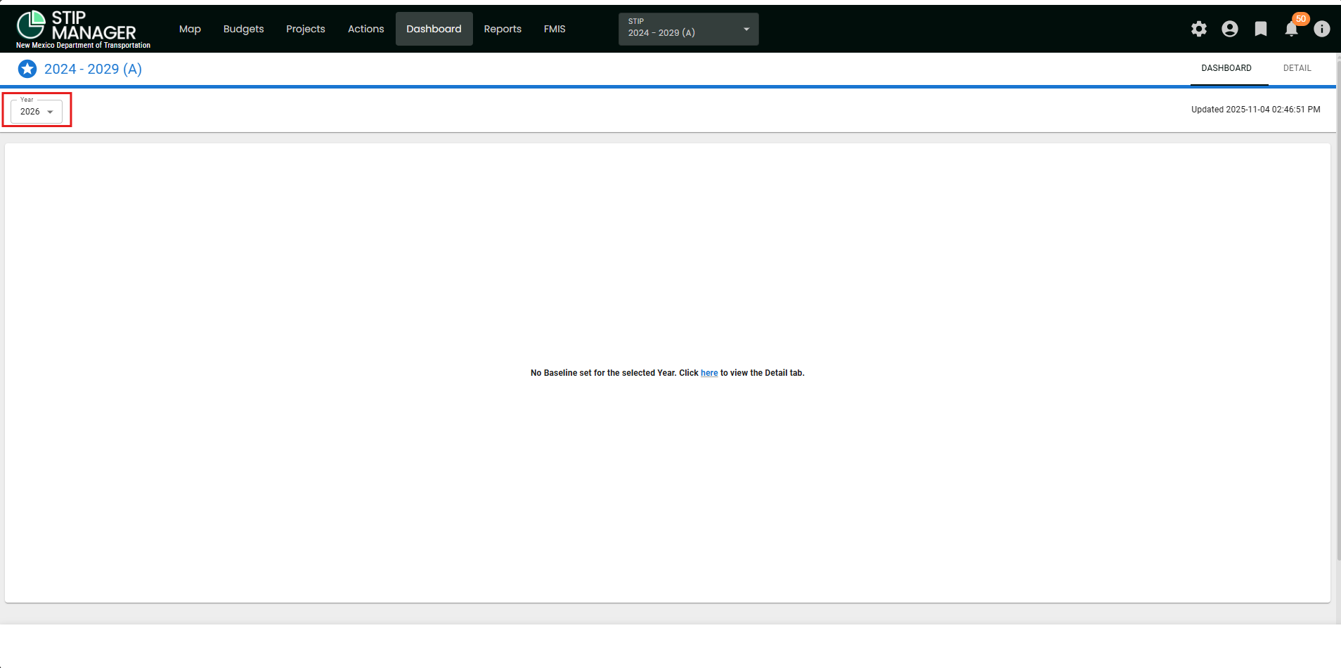 NM STIP Manager - Dashboard, Set Baseline 1.png