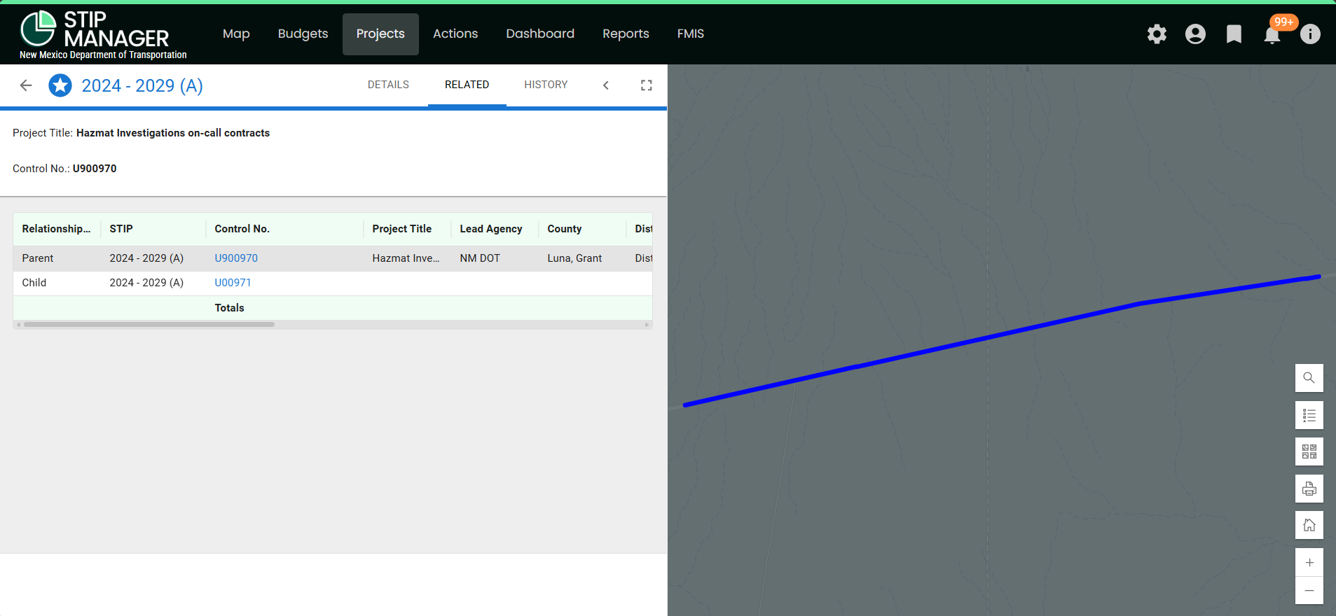 L - NM STIP Manager Projects Related tab.png